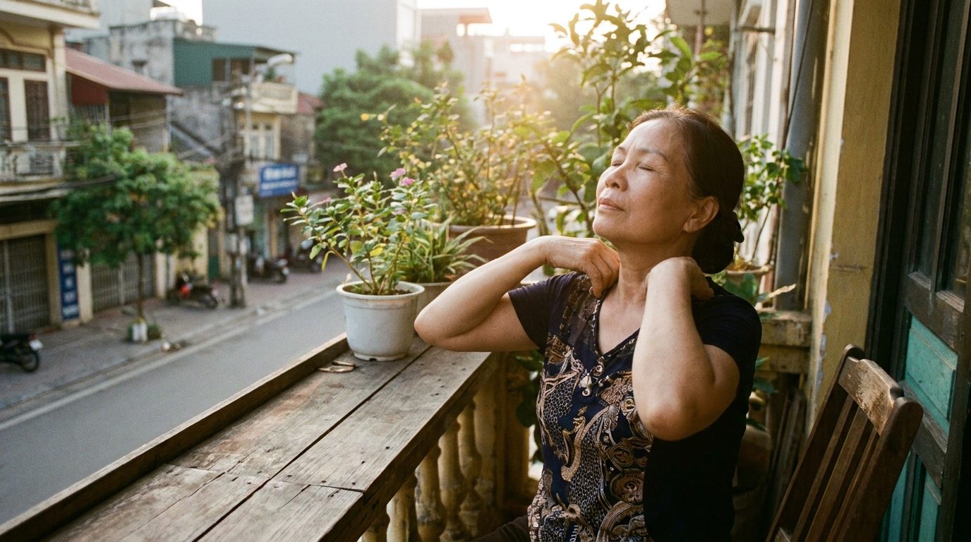 Bàn tay mở ra thả hạt giống bay trong gió, ánh sáng buổi chiều vàng ấm, hình ảnh gợi lên sự buông bỏ nhẹ nhàng và tự do