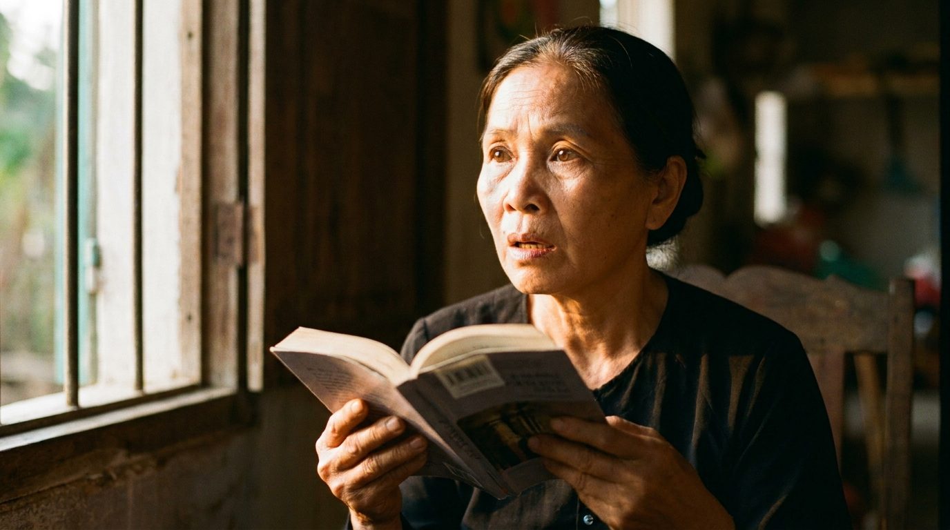 Hai con đường trong rừng — một con đường nhìn từ bản đồ, một con đường thực sự đang đặt chân đi — minh họa sự khác nhau giữa hiểu bằng lý trí và thấy qua trải nghiệm trực tiếp