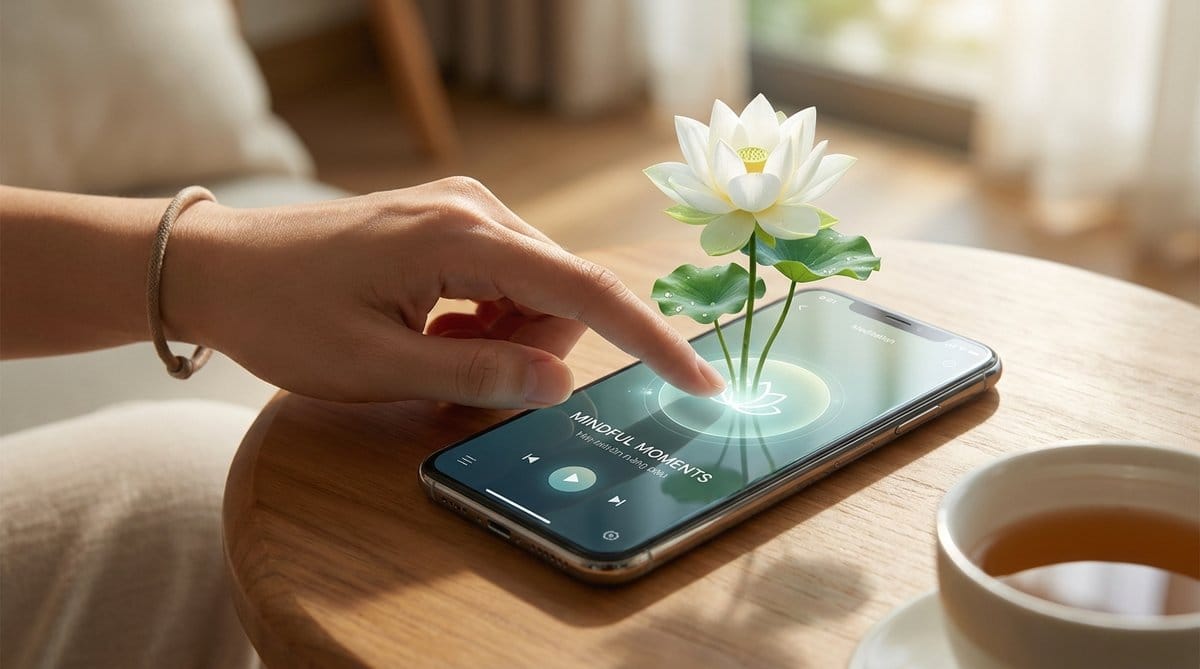 Bạn Không Cần Bỏ Việc Lên Chùa — Phật Pháp Nằm Ngay Trong Ngày Bận Rộn 3 Đôi tay đặt điện thoại xuống để có mặt trọn vẹn với bữa cơm gia đình
