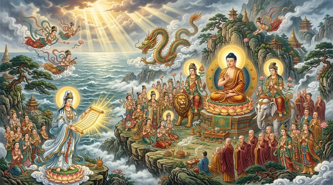 Chú Đại Bi Là Gì? Nguồn Gốc, Ý Nghĩa và Công Năng Đầy Đủ 2 Pháp hội trên núi Bồ Đà Lạc Ca – nơi Chú Đại Bi được thuyết giảng lần đầu