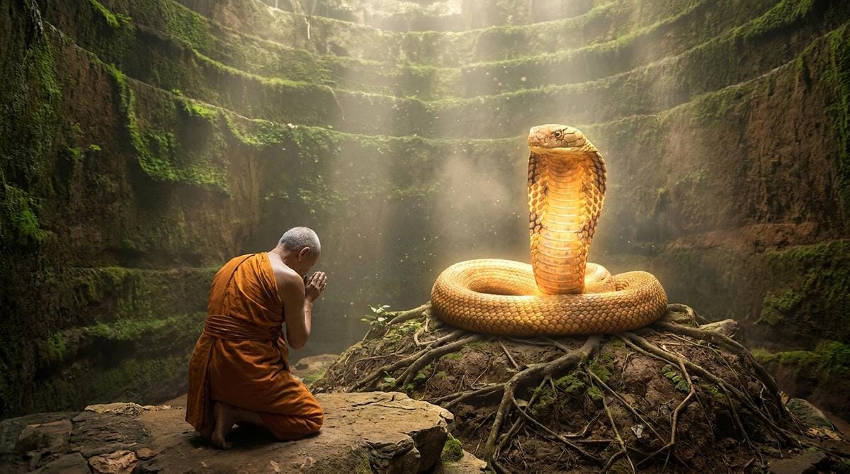 Kinh Trung Bộ 23 - Kinh Gò Mối: Giải Mã 15 Ẩn Dụ Trên Đường Tu 3 Kinh Gò Mối – Sự Tôn Kính Dành Cho Con Rắn Hổ (Naga)