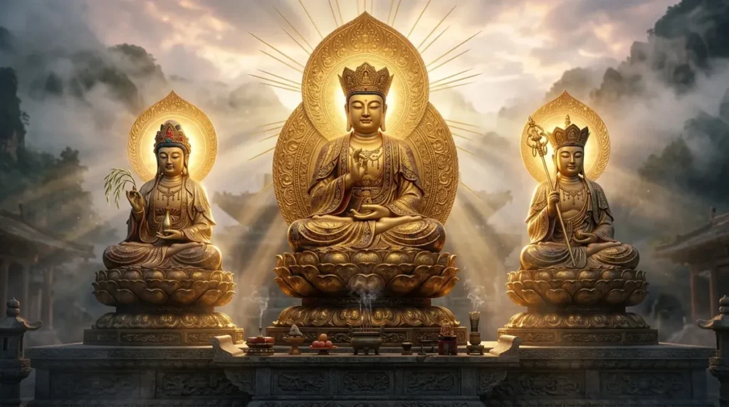 Tây Phương Tam Thánh Là Ai? Ba Vị Trên Bàn Thờ Bạn Chưa Gọi Đúng Tên 1 tây phương tam thánh ba vị