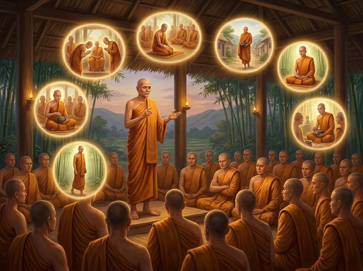 Tôn giả Xá-lợi-phất giảng giải các quy tắc ứng xử lịch sự cho Tỳ Kheo sống ở rừng