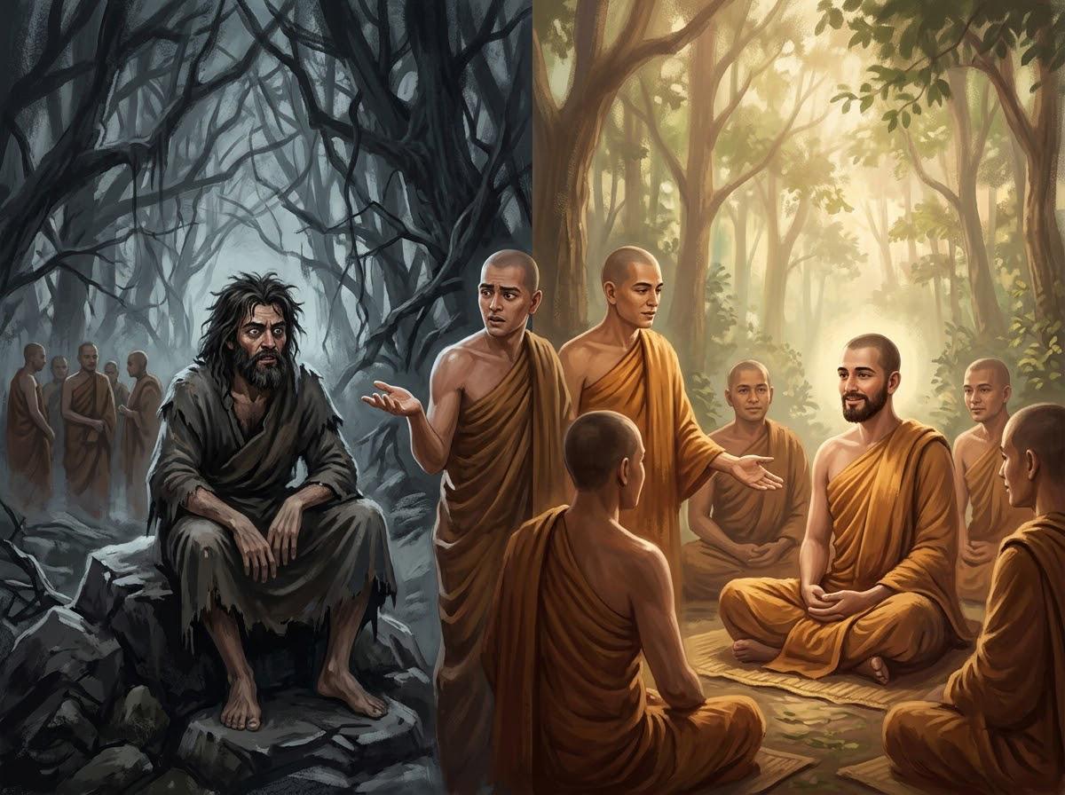 Hình ảnh vị Tỳ Kheo kết hợp hài hòa giữa sống tịch tĩnh và phong thái trang nghiêm
