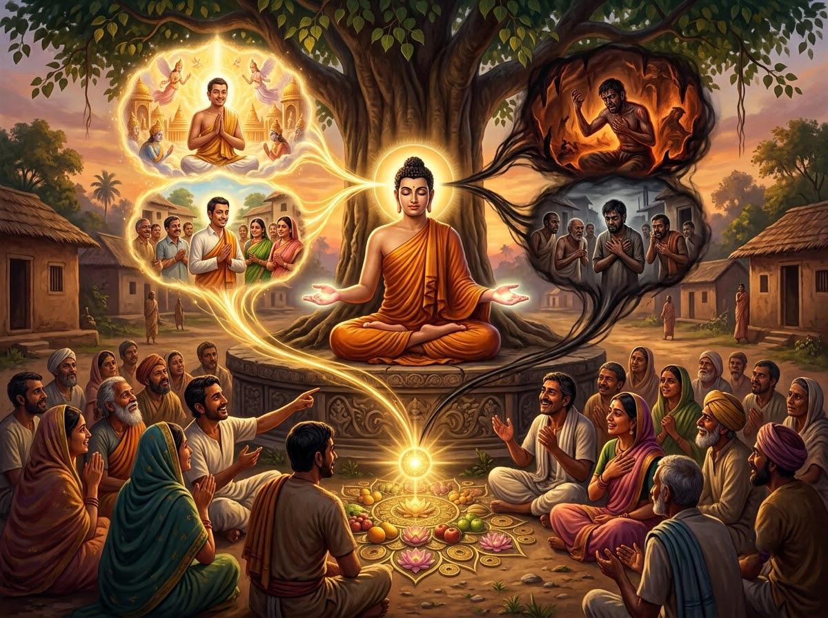 Đức Phật thuyết giảng Pháp Cá Cược An Toàn cho các gia chủ làng Sala