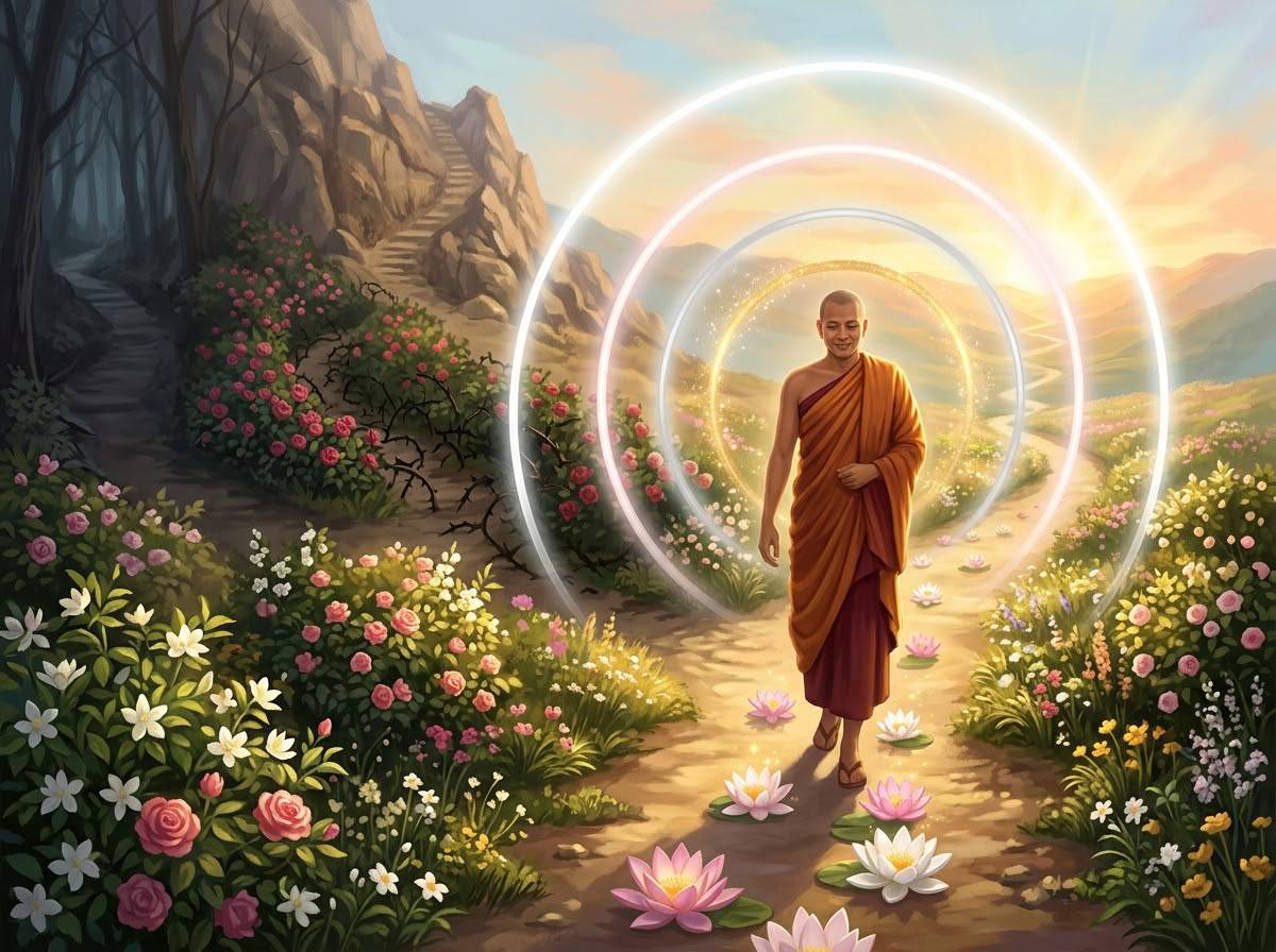 Con đường tu tập an lạc trong hiện tại đưa đến quả báo an lạc giải thoát trong tương lai
