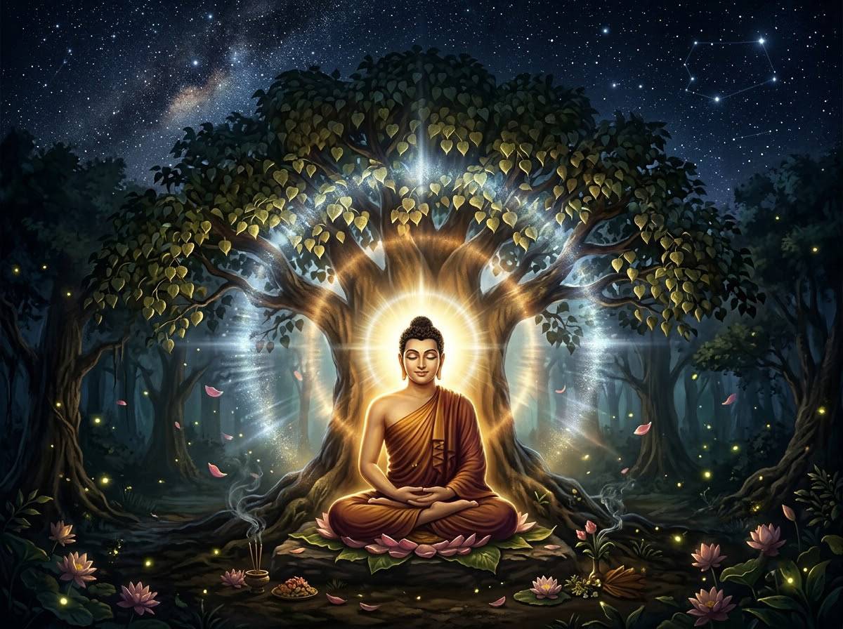 Tóm Tắt Đại Kinh Saccaka - Kinh Trung Bộ 36: Tu Thân, Tu Tâm Và Trung Đạo 3 Đức Phật thiền định dưới gốc cây Bồ Đề chứng đắc Tam Minh diệt trừ lậu hoặc