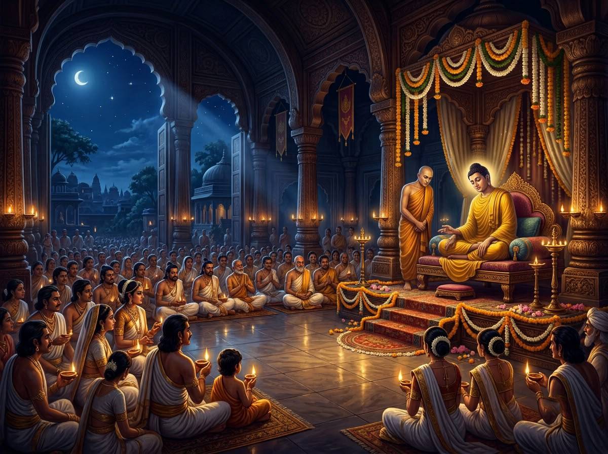 Kinh Hữu Học - Tôn giả Ānanda thuyết giảng cho dòng họ Thích-ca Tôn giả Ānanda thuyết giảng lộ trình Kinh Hữu Học tại giảng đường mới dòng họ Sakya ở Ca-tỳ-la-vệ