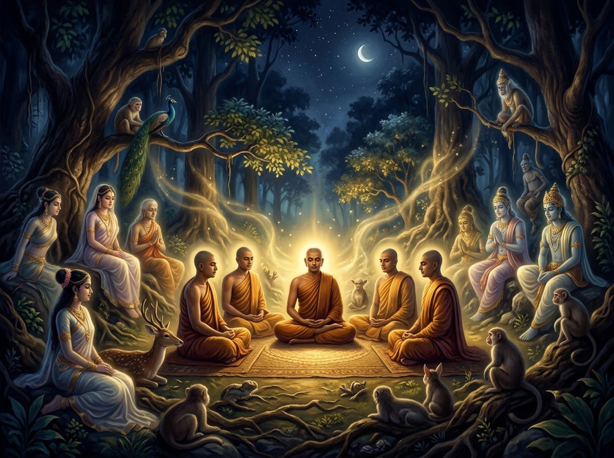 Chư tăng rải tâm từ trong rừng và chư thiên lắng nghe, Kinh Từ Bi Metta Sutta